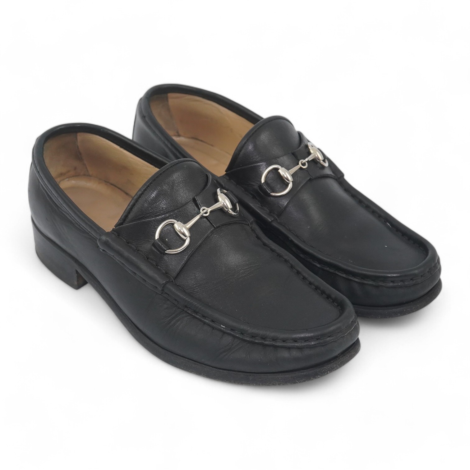 A pair of black snaffle Gucci loafers, EU 37.5